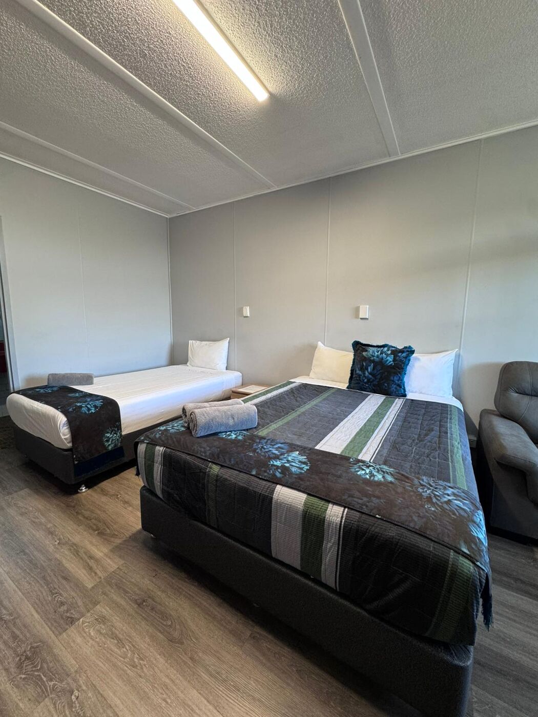 Renovated family room with new beds