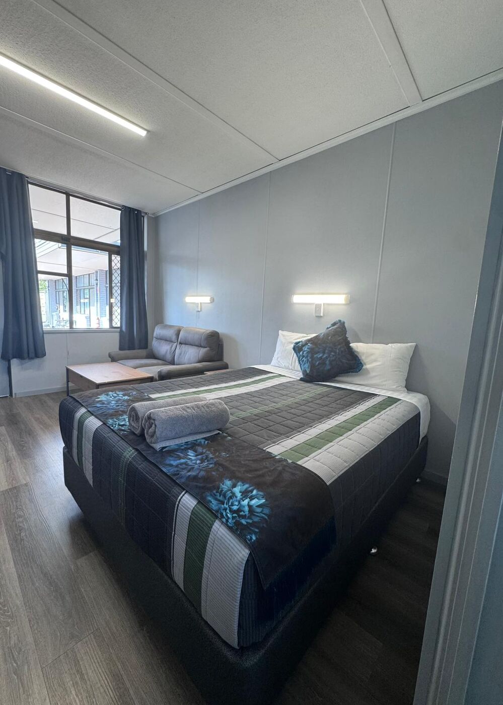 Fresh queen room with new beds and paint