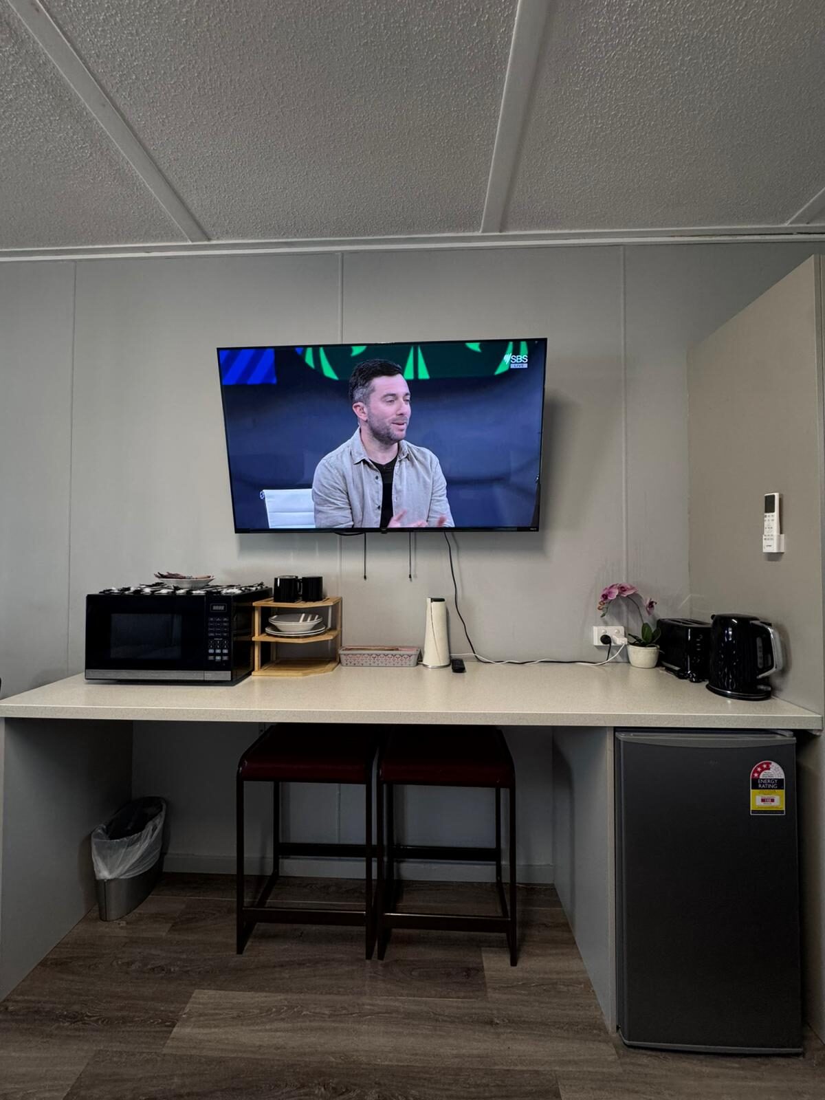 Standard Family Room kitchenette with smart TV